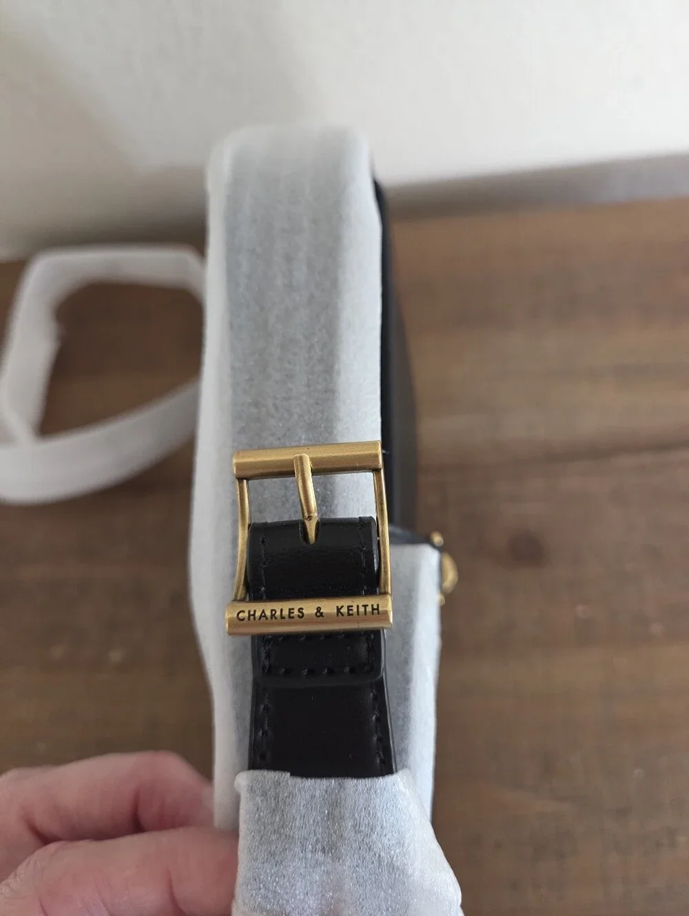 Charles & Keith Black Cesia Metallic Accent Shoulder Bag NWT